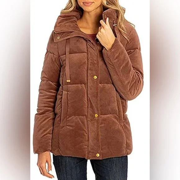 Isaac Mizrahi Plush Puffer Coat Dusty Mauve Size XL | Soft Quilted Jacket | EUC - Picture 2 of 7